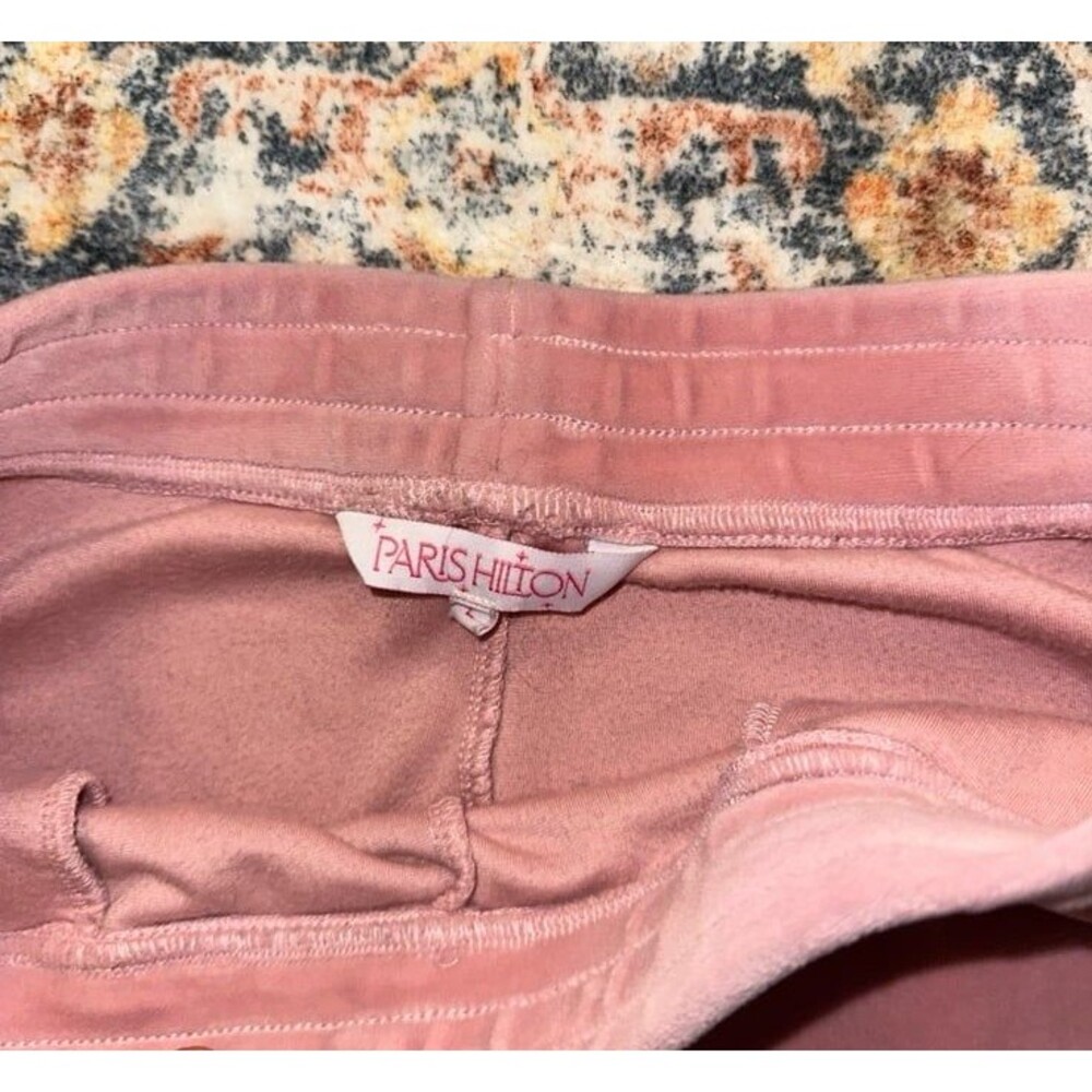 Paris Hilton pink jumpsuit rhinestone sweatpants - Picture 3 of 6